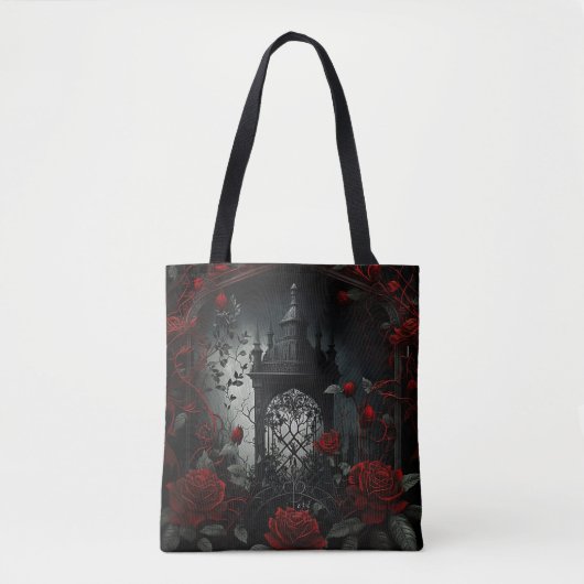 Gothic Cemetery Roos Garden met rood en zwart Tote Bag (Voorkant)