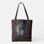 Gothic Cemetery Roos Garden met rood en zwart Tote Bag (Achterkant)