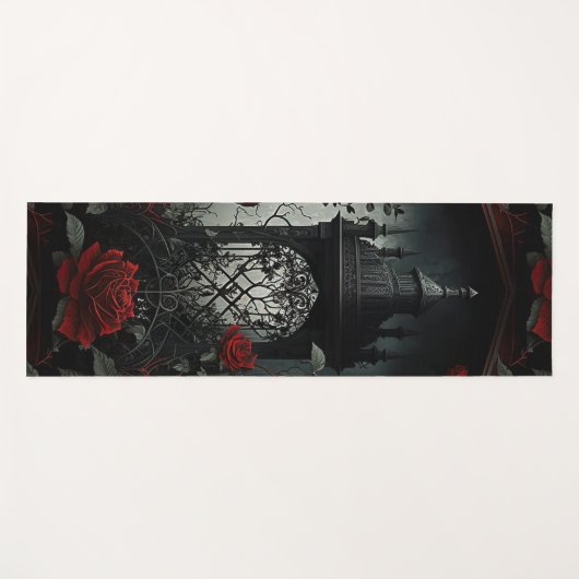 Gothic Cemetery Roos Garden met rood en zwart Yogamat (Voorkant (horizontaal))