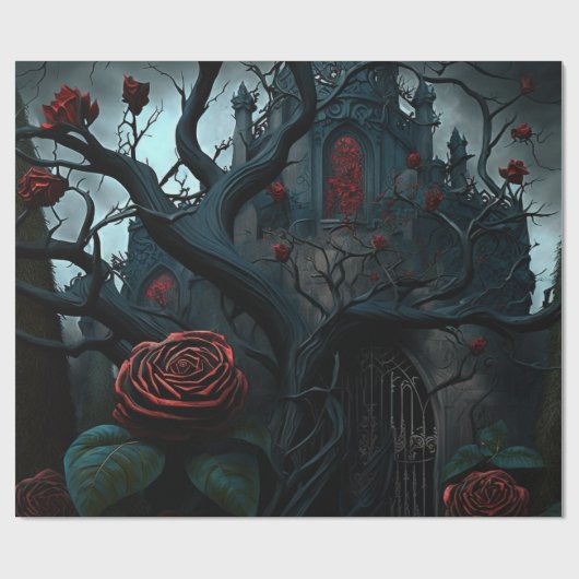 Gothic Cemetery Rose Garden Cadeaupapier (Vlak)
