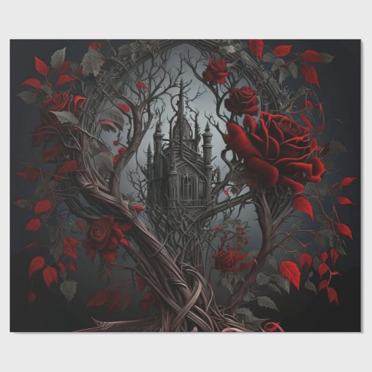 Gothic Cemetery Rose Garden Cadeaupapier (Vlak)
