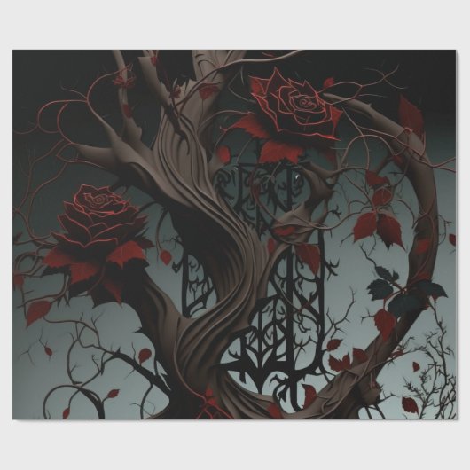 Gothic Cemetery Rose Garden Cadeaupapier (Vlak)