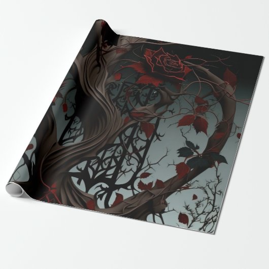 Gothic Cemetery Rose Garden Cadeaupapier (Uitgerold)