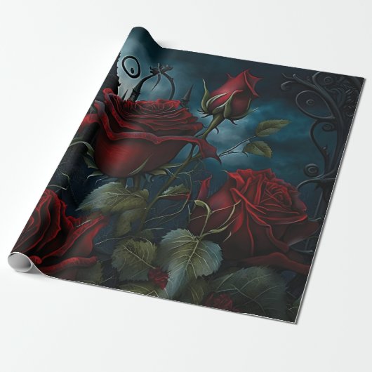 Gothic Cemetery Rose Garden Cadeaupapier (Uitgerold)
