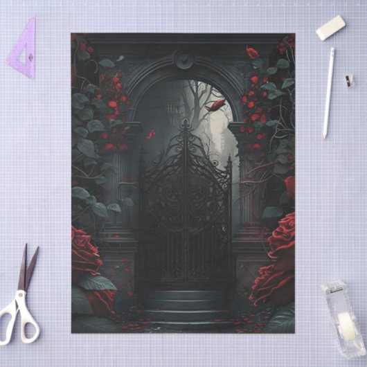 Gothic Cemetery Rose Garden Tissuepapier (Craft)