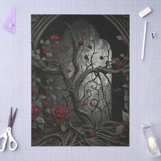 Gothic Cemetery Rose Garden Tissuepapier (Craft)