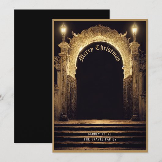 Gothic Cemetery Scene Merry kerstvakanay Kaart (Voorkant / Achterkant)