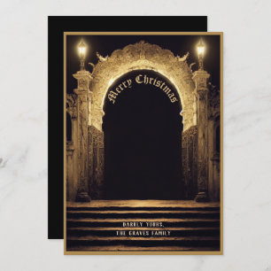 Gothic Cemetery Scene Merry kerstvakanay Kaart