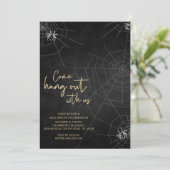 Gothic Chalkboard Spider Halloween Party Kaart (Staand voorkant)