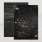 Gothic Chalkboard Spider Halloween Party Kaart (Voorkant / Achterkant)