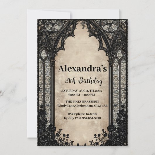 Gothic Chandelier Midnight Birthday Kaart (Voorkant)