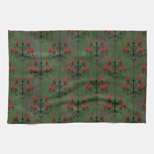 Gothic Chandelier Pattern Holiday Theedoek (Horizontaal)