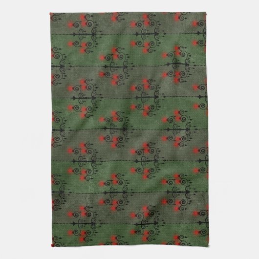 Gothic Chandelier Pattern Holiday Theedoek (Verticaal)