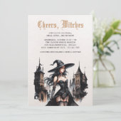 Gothic Cheers Heksen Volwassen Meisjes Nacht Hallo Kaart (Staand voorkant)