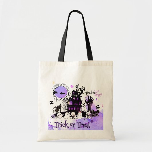 Gothic Chic Boo-tiful Paarse Halloween Budget Tote Bag (Voorkant)