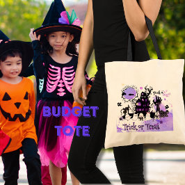Gothic Chic Boo-tiful Paarse Halloween Budget Tote Bag
