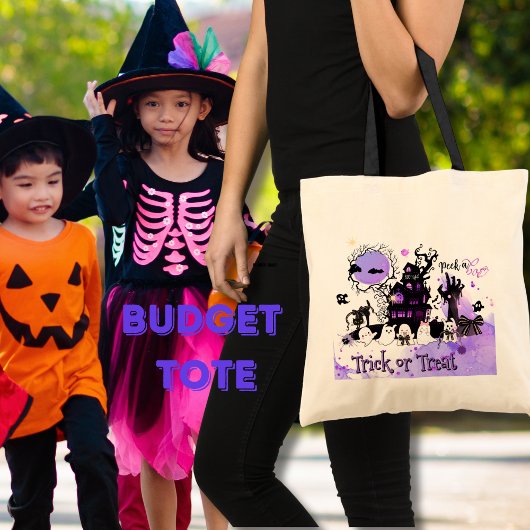 Gothic Chic Boo-tiful Paarse Halloween Budget Tote Bag