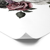 Gothic Chic Waterverf Bloemen Menselijk Skelet Sch Poster (Hoek)