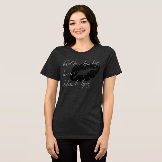 Gothic Chicks Love Zwart Lips Halloween Humor Tri-Blend Shirt (Voorkant volledig)