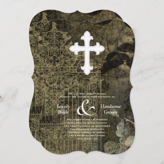 Gothic Christelijk Wedding Kaart (Voorkant / Achterkant)