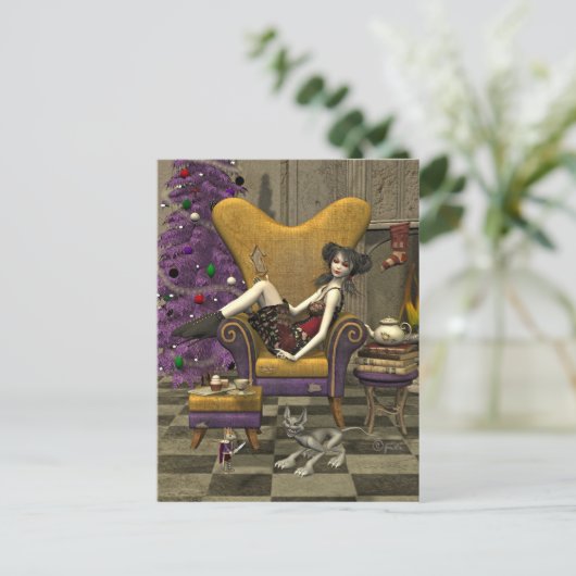 Gothic Christmas Briefkaart - "Wachten op de Kerst (Staand voorkant)