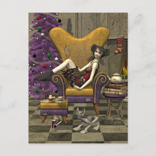 Gothic Christmas Briefkaart - "Wachten op de Kerst (Voorkant)