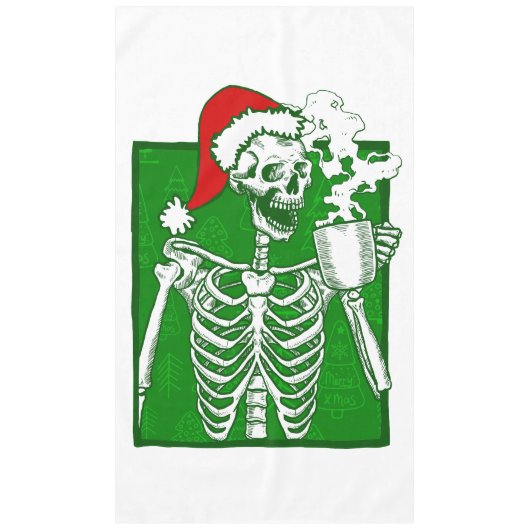 Gothic Christmas Coffee Skeleton Horror Tafelkleed (Voorkant)