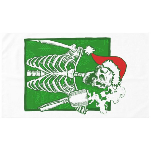 Gothic Christmas Coffee Skeleton Horror Tafelkleed (Voorkant (Horizontaal))
