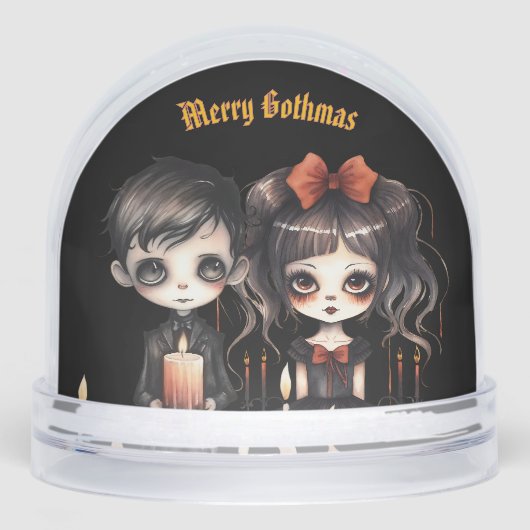 Gothic Christmas Couple With Photo Snow Globe Sneeuwbol (Voorkant)