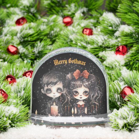 Gothic Christmas Couple With Photo Snow Globe Sneeuwbol (Kerstmis)