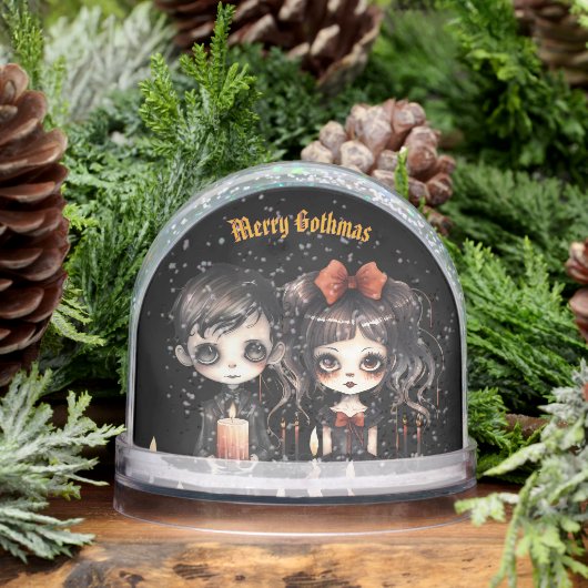 Gothic Christmas Couple With Photo Snow Globe Sneeuwbol (Winter)