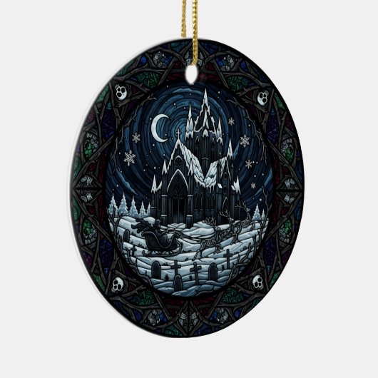 Gothic Christmas Graveyard Santa  Keramisch Ornament (Rechts)