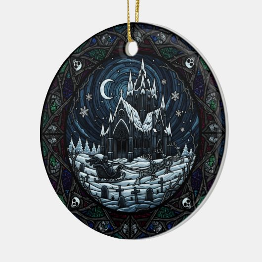 Gothic Christmas Graveyard Santa Keramisch Ornament (Links)