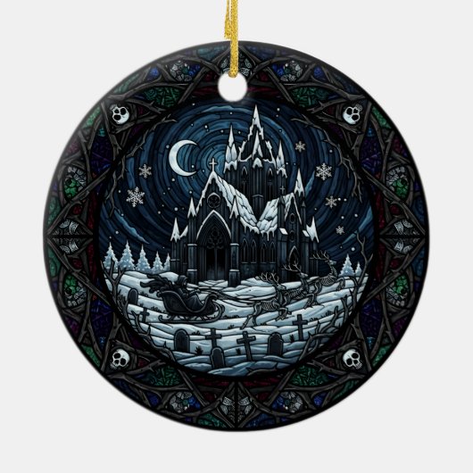 Gothic Christmas Graveyard Santa  Keramisch Ornament (Achterkant)