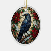 Gothic Christmas Raven Poinsettia Ceramic Ornament (Rechts)