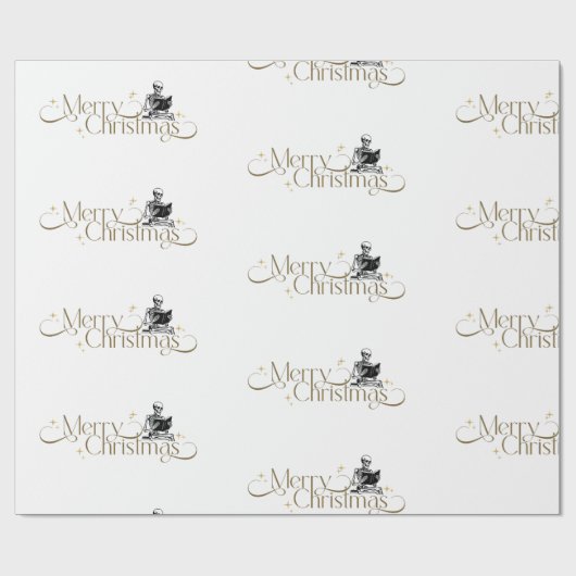 Gothic Christmas Skeleton Book Wrapping Paper Cadeaupapier (Vlak)