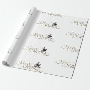 Gothic Christmas Skeleton Book Wrapping Paper Cadeaupapier