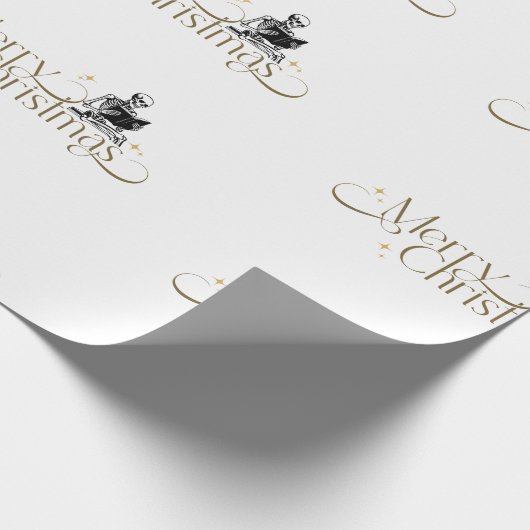 Gothic Christmas Skeleton Book Wrapping Paper Cadeaupapier (Hoek)