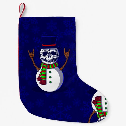Gothic Christmas Skeleton Snowman Gothmas Creepmas Kleine Kerstsok (Voorkant)