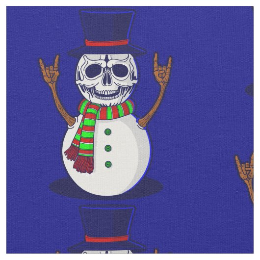 Gothic Christmas Skeleton Snowman Gothmas Stof (Close Up)