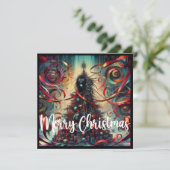 Gothic Christmas Tree Girl Feestdagenkaart (Staand voorkant)