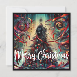 Gothic Christmas Tree Girl Feestdagenkaart