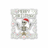 Gothic Christmas Ugly Skull Rock Christmas T-Shirt Sticker (Voorkant)