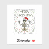 Gothic Christmas Ugly Skull Rock Christmas T-Shirt Sticker (Vel)