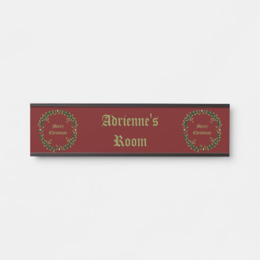 Gothic Christmas Wreath Aangepaste naam Deurbordje (Voorkant)