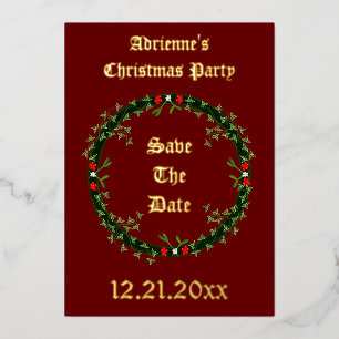 Gothic Christmas Wreath Custom Save the Date Folie Feestdagenkaart