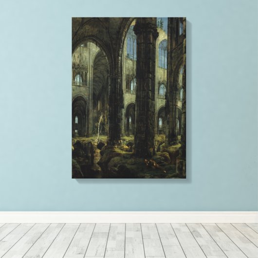 Gothic Church Ruins (door Carl Blechen) Canvas Afdruk (Insitu (Houten vloer))