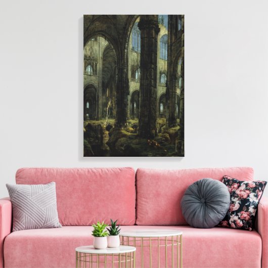 Gothic Church Ruins (door Carl Blechen) Canvas Afdruk (Insitu (Woonkamer))