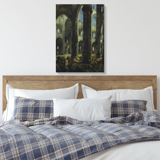 Gothic Church Ruins (door Carl Blechen) Canvas Afdruk (Insitu (Slaapkamer))