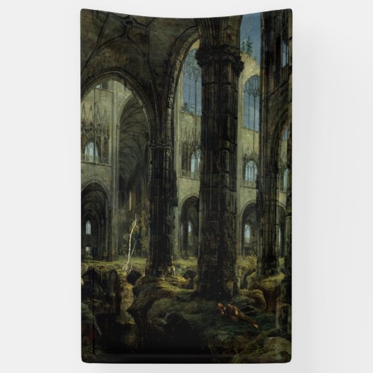 Gothic Church Ruins (door Carl Blechen) Spandoek (Verticaal)